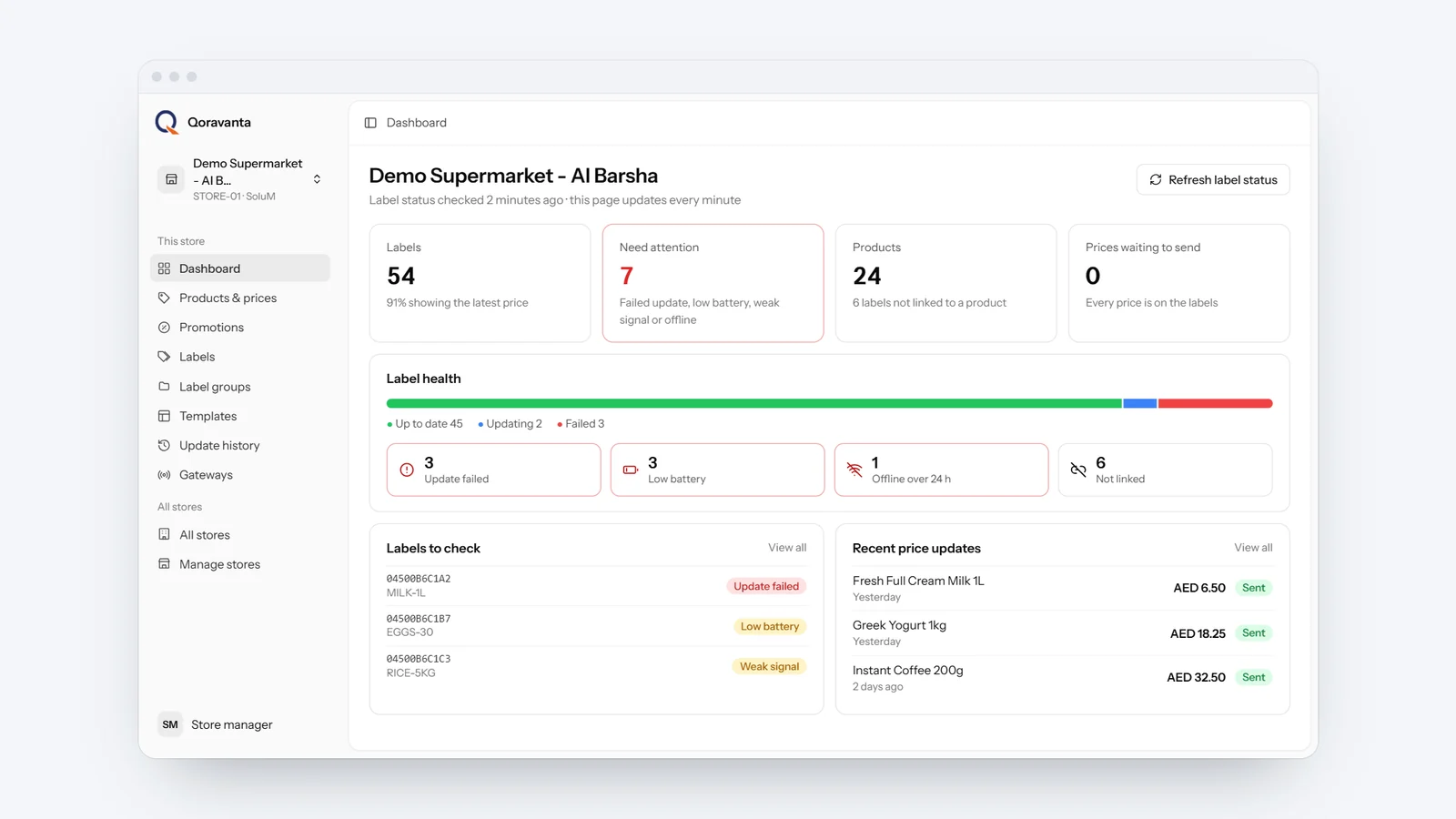 Qoravanta: Shelf label platform and website